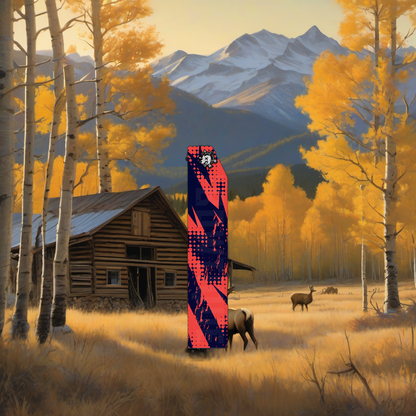 Comic Pop Arrow Wrap on weathered wood, set against a golden aspen backdrop at sunset. | titlex-scene-western-elk