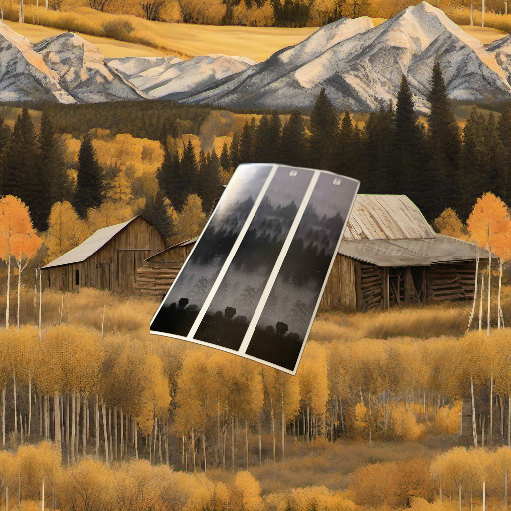 Wolf Pack Arrow Wraps on weathered wood, set against golden aspens and distant mountains at sunset. | titlex-scene-western-elk