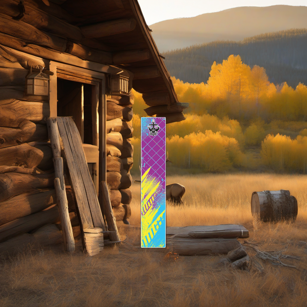 Colorflauge - 5 on weathered wood, framed by golden aspens and sunset mountain light. | titlex-scene-western-elk