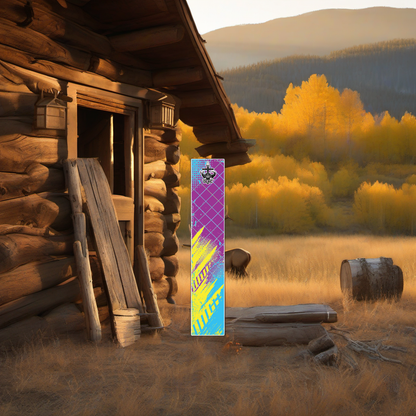Colorflauge - 5 on weathered wood, framed by golden aspens and sunset mountain light. | titlex-scene-western-elk