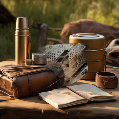 Dead Inside Arrow Wraps on rustic table at golden hour camp scene. | titlex-scene-fathers-day