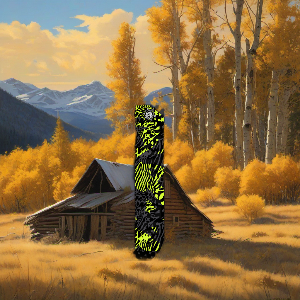 Comic Pop Arrow Wrap on weathered wood in a golden aspen-lit elk hunting scene. | titlex-scene-western-elk