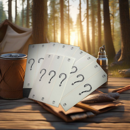Mystery Pack Arrow Wraps on rustic table at golden hour camp setting. | titlex-scene-fathers-day
