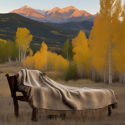 Marshbound product on weathered wood in a golden aspen, mountain sunset elk hunting scene. | titlex-scene-western-elk