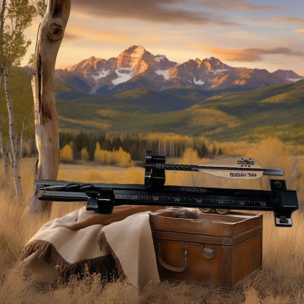 Cut Arrows resting on weathered wood in a golden aspen-lit high-country elk hunting scene. | titlex-scene-western-elk