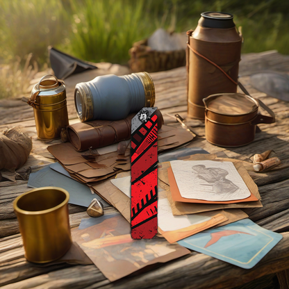 Comic Pop Arrow Wrap on rustic table at golden hour, perfect Father's Day gift setting. | titlex-scene-fathers-day