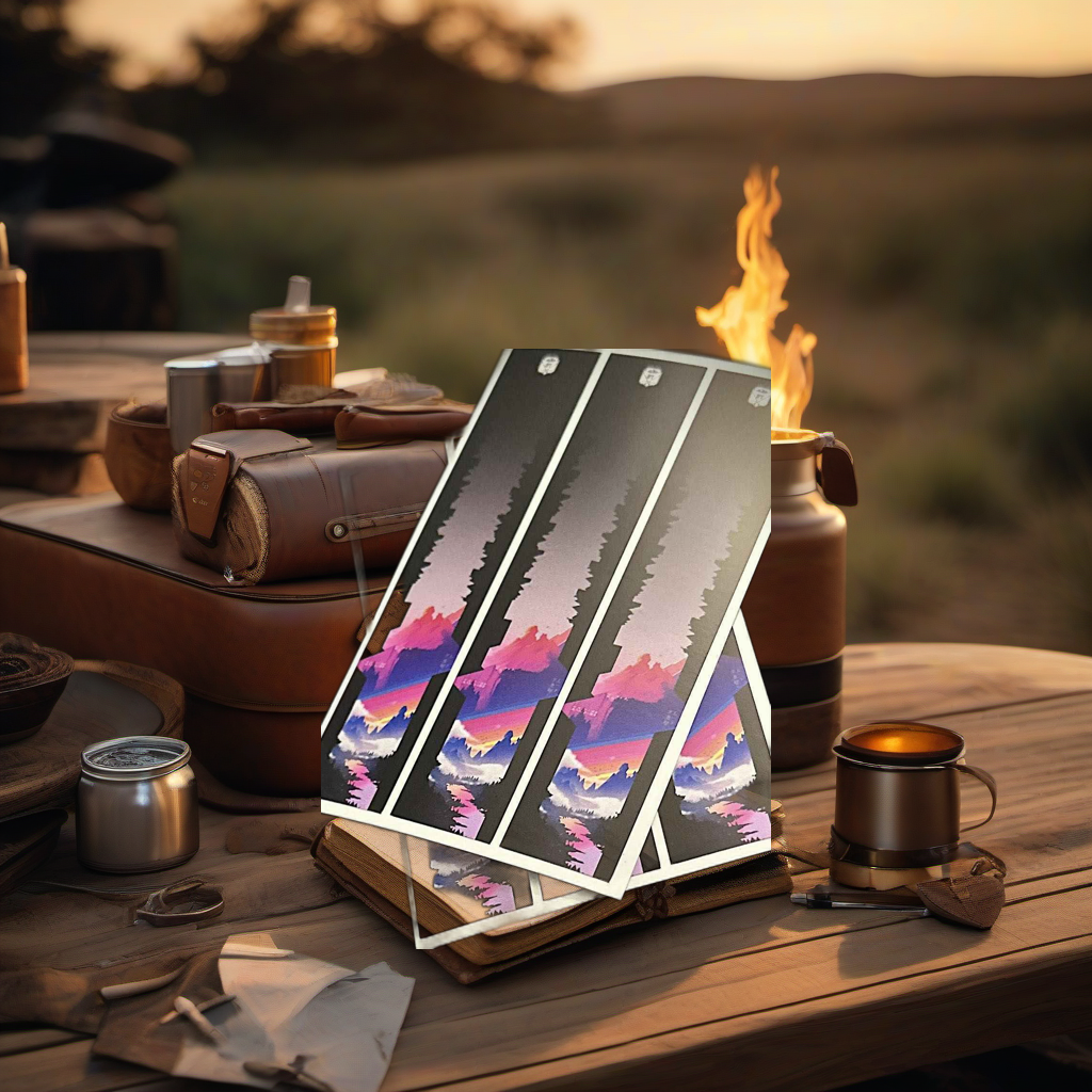 Geo Arrow Wraps on rustic table at golden hour camp, perfect Father's Day gift. | titlex-scene-fathers-day