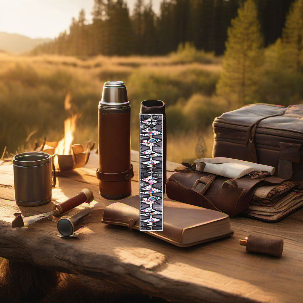 Colorflage - 3 on rustic wood at golden hour camp setting, perfect Father's Day gift. | titlex-scene-fathers-day