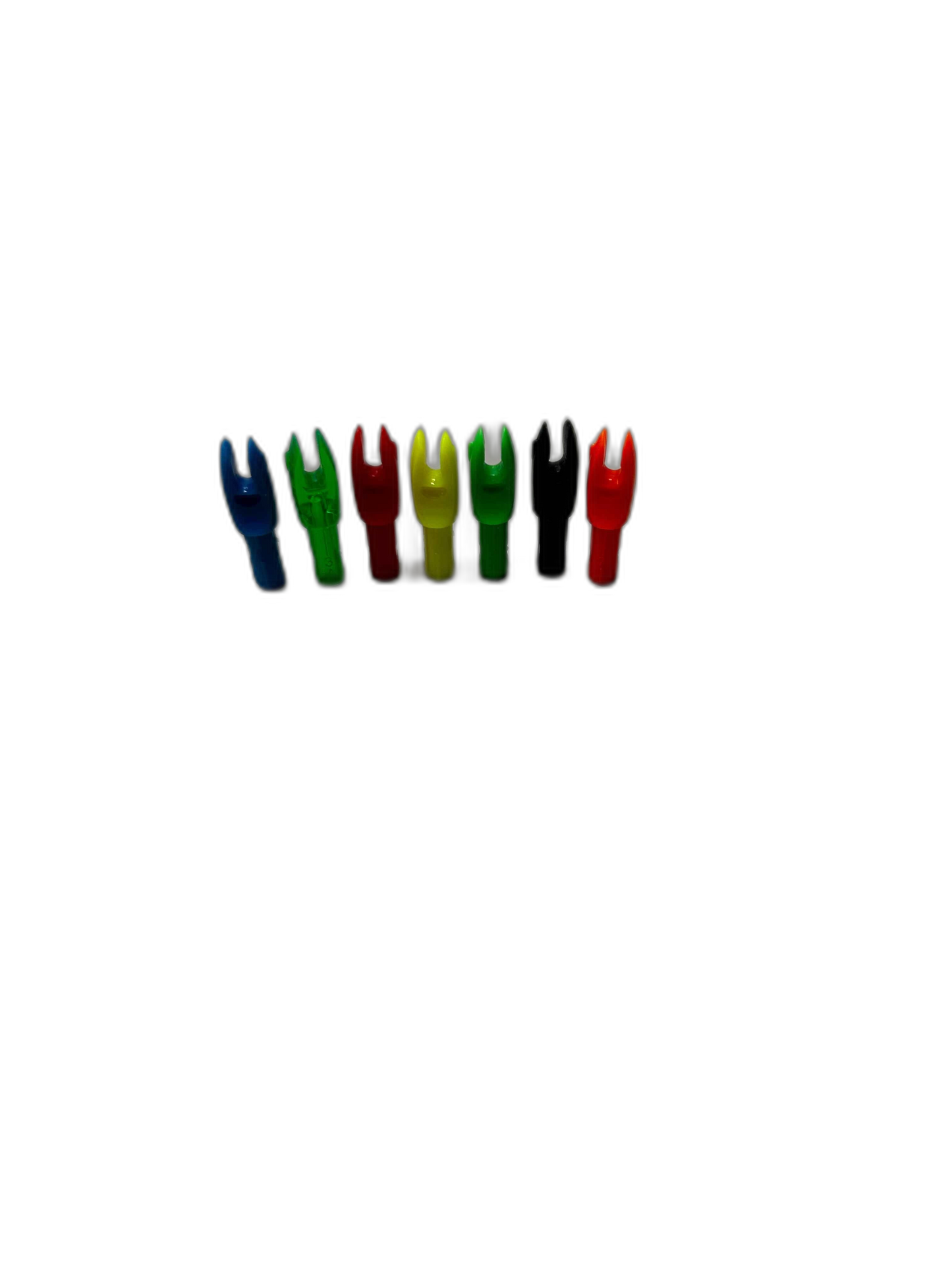 Set of five 5mm (.204) nocks in blue, green, red, yellow, and orange. | titlex-cutout