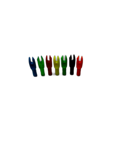 Set of five 5mm (.204) nocks in blue, green, red, yellow, and orange. | titlex-cutout