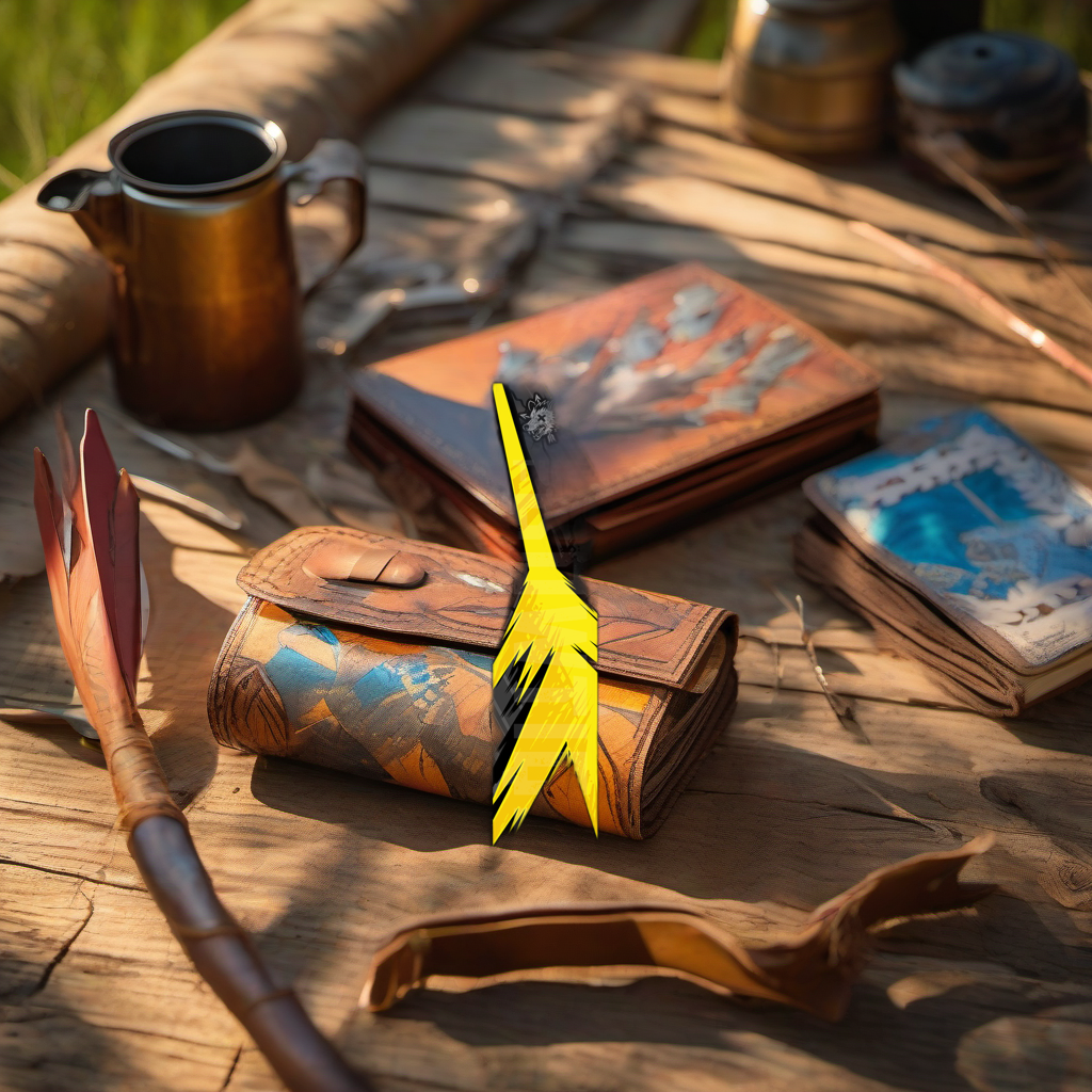 Comic Pop Arrow Wrap on rustic wood at golden hour, perfect Father's Day gift setting. | titlex-scene-fathers-day