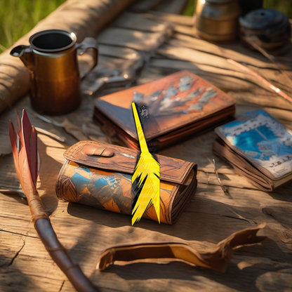 Comic Pop Arrow Wrap on rustic wood at golden hour, perfect Father's Day gift setting. | titlex-scene-fathers-day