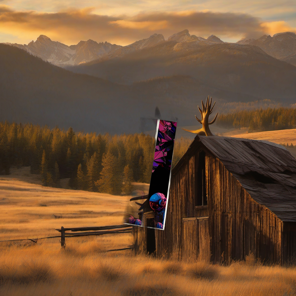 Deep Space Arrow Wraps on weathered wood, set against golden aspens and mountain sunset. | titlex-scene-western-elk