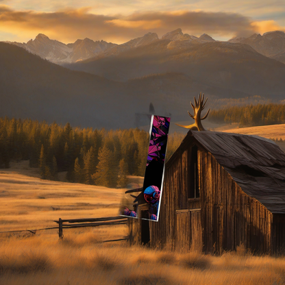 Deep Space Arrow Wraps on weathered wood, set against golden aspens and mountain sunset. | titlex-scene-western-elk