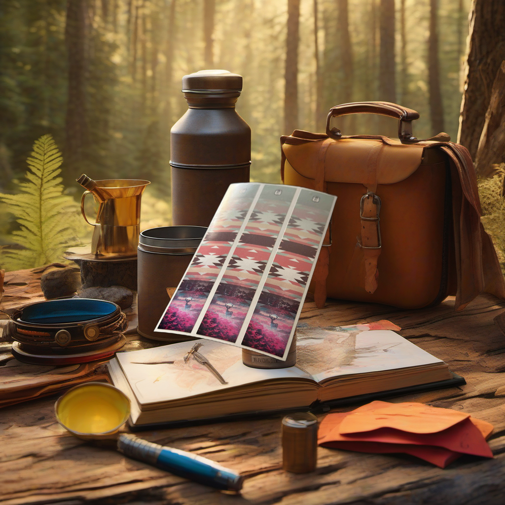 Neon Velvet Arrow Wraps on rustic table at golden hour camp, perfect Father's Day gift. | titlex-scene-fathers-day