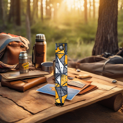 Comic Pop Arrow Wrap on rustic wood at golden hour, perfect Father's Day gift setting. | titlex-scene-fathers-day