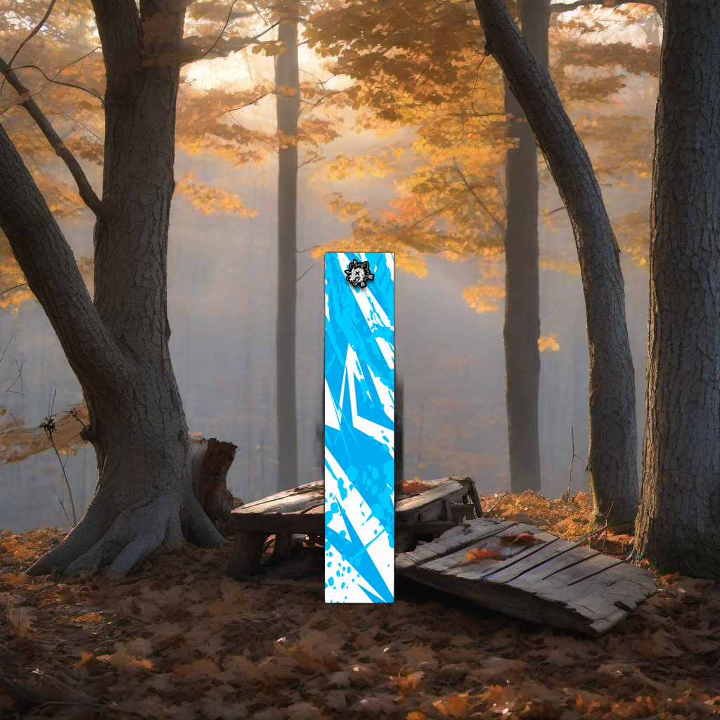Comic Pop Arrow Wrap on a rustic treestand overlooking a misty Midwest dawn forest. | titlex-scene-whitetail-treestand