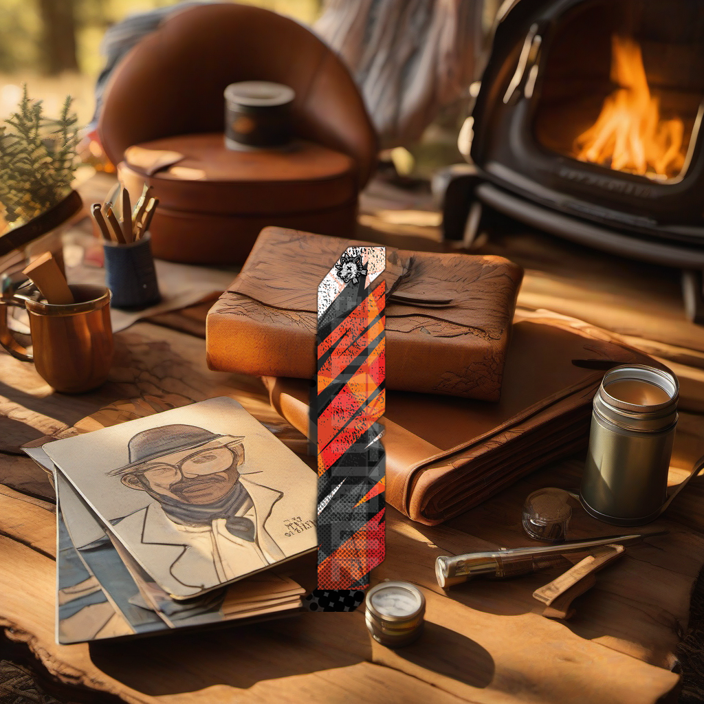 Comic Pop Arrow Wrap on rustic table at golden hour camp, perfect Father's Day gift. | titlex-scene-fathers-day