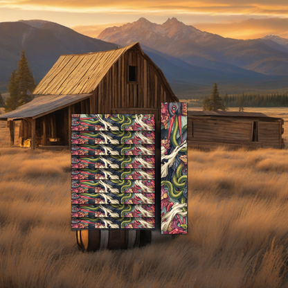 Choke Arrow Wraps on weathered wood, set against golden aspens and distant mountains at sunset. | titlex-scene-western-elk
