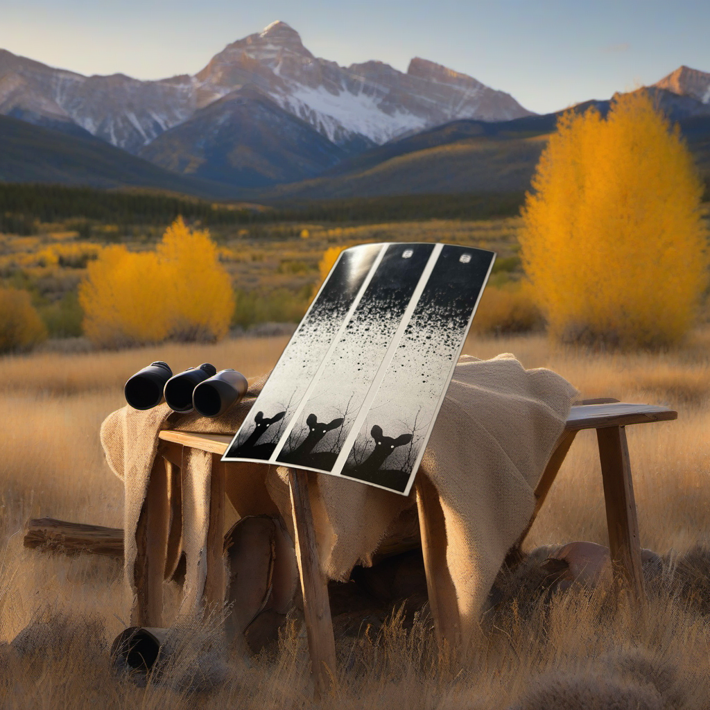 Doe Patrol Arrow Wraps on weathered wood, set against golden aspen and mountain backdrop at sunset. | titlex-scene-western-elk