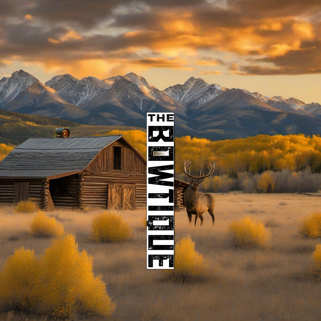 Arrow wraps on weathered wood in a golden aspen-lit, high-country elk hunting scene. | titlex-scene-western-elk