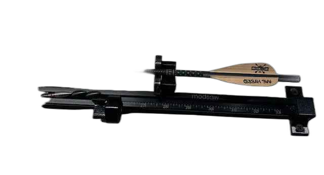 Black and silver cut arrow set with adjustable mechanism. Features "modsw" branding. | titlex-cutout