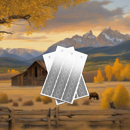 Angle arrow wraps on weathered wood, set against a golden aspen and mountain sunset backdrop. | titlex-scene-western-elk