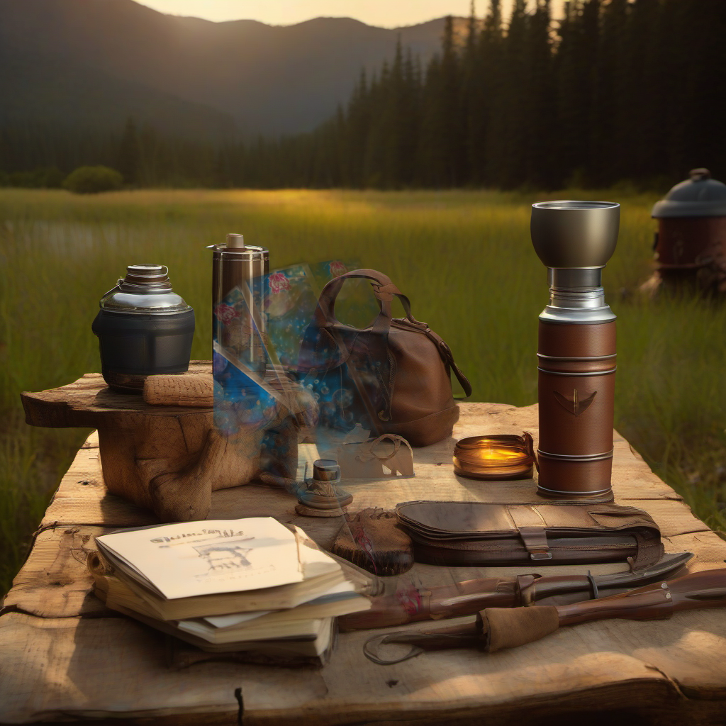 Bubble Arrow Wraps on rustic table at golden hour camp, perfect Father's Day gift. | titlex-scene-fathers-day
