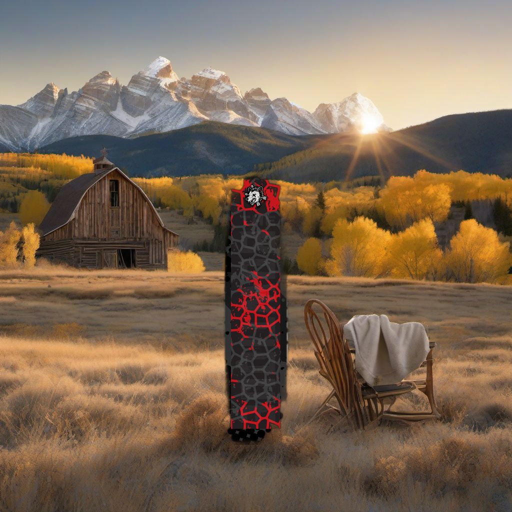 Comic Pop Arrow Wrap on weathered wood in a golden aspen mountain setting at sunset. | titlex-scene-western-elk