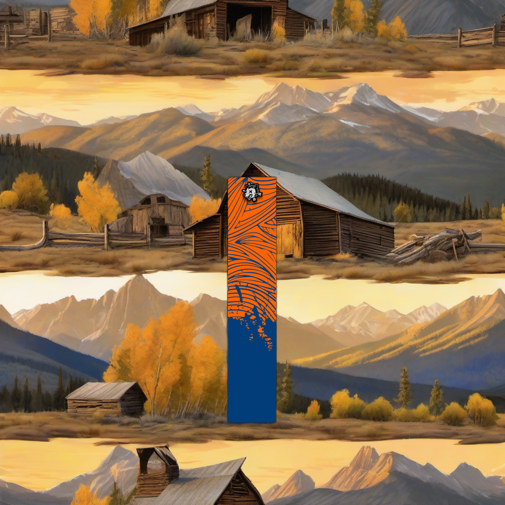 Comic Pop Arrow Wrap on weathered wood in a golden aspen, high-country sunset elk hunting scene. | titlex-scene-western-elk