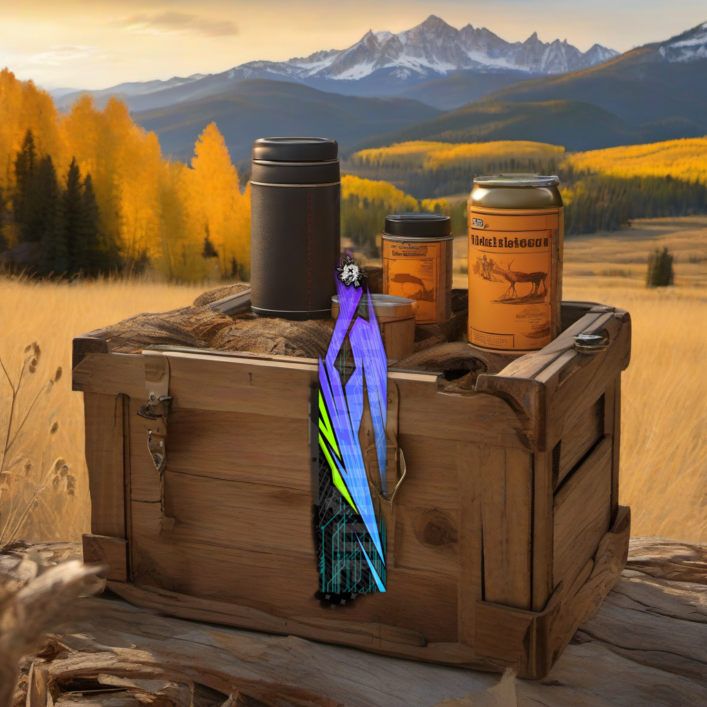 Comic Pop Arrow Wrap on weathered wood in a golden aspen high-country sunset scene. | titlex-scene-western-elk