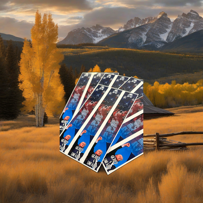 Arrow wraps on weathered wood with golden aspens and mountains in warm sunset light. | titlex-scene-western-elk