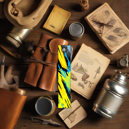 Comic Pop Arrow Wrap on rustic wood at golden hour, perfect Father's Day gift setting. | titlex-scene-fathers-day