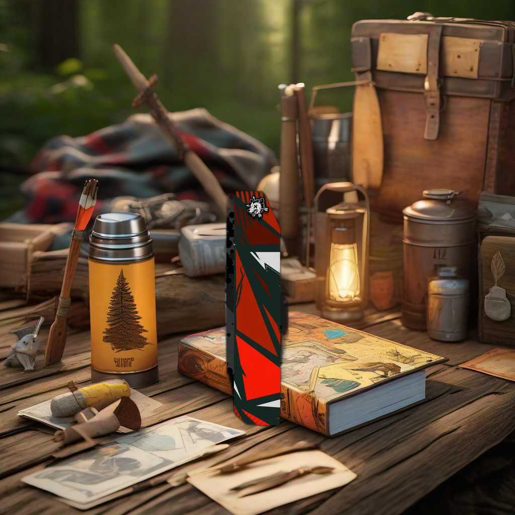 Comic Pop Arrow Wrap on rustic table at golden hour camp, perfect Father's Day gift. | titlex-scene-fathers-day