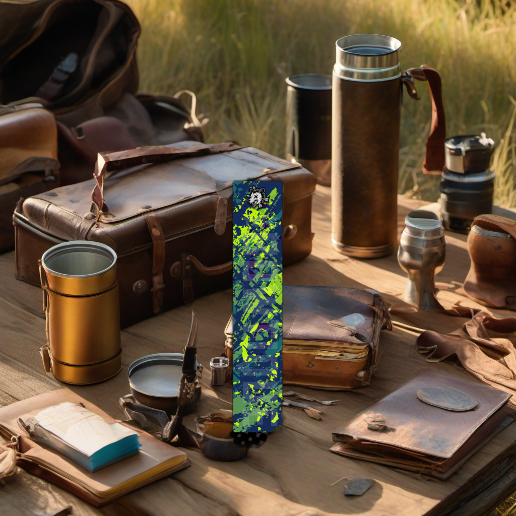 Comic Pop Arrow Wrap on rustic table at golden hour camp, perfect Father's Day gift. | titlex-scene-fathers-day