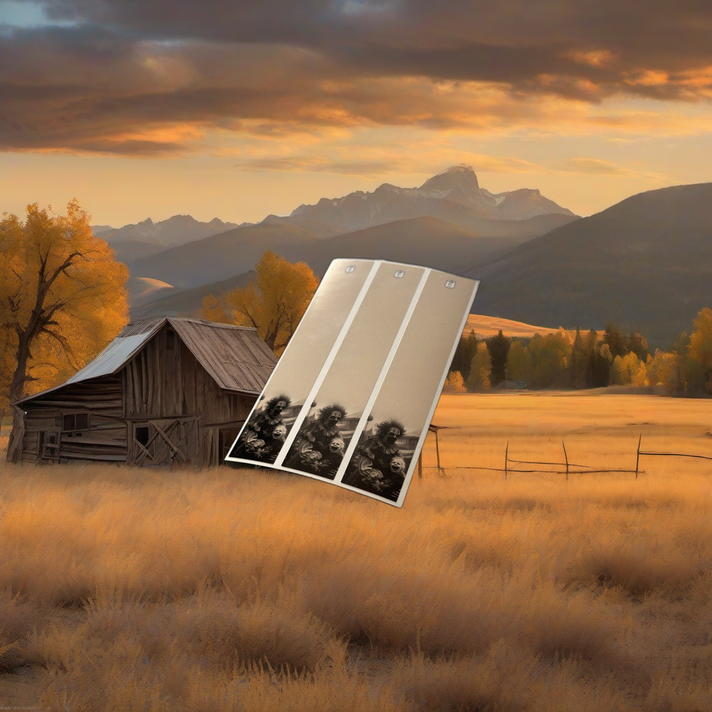 Stranger Danger arrow wraps on weathered wood, set against golden aspens and sunset mountains. | titlex-scene-western-elk