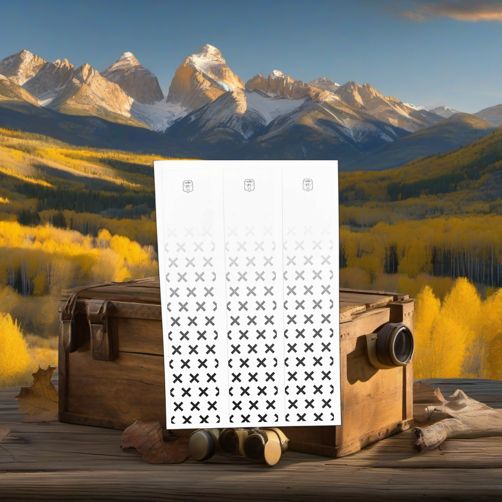 Knockout Arrow Wraps on weathered wood in a golden aspen mountain sunset scene. | titlex-scene-western-elk