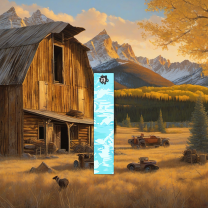 Comic Pop Arrow Wrap on weathered wood in a sunset elk hunting scene, framed by golden aspens. | titlex-scene-western-elk