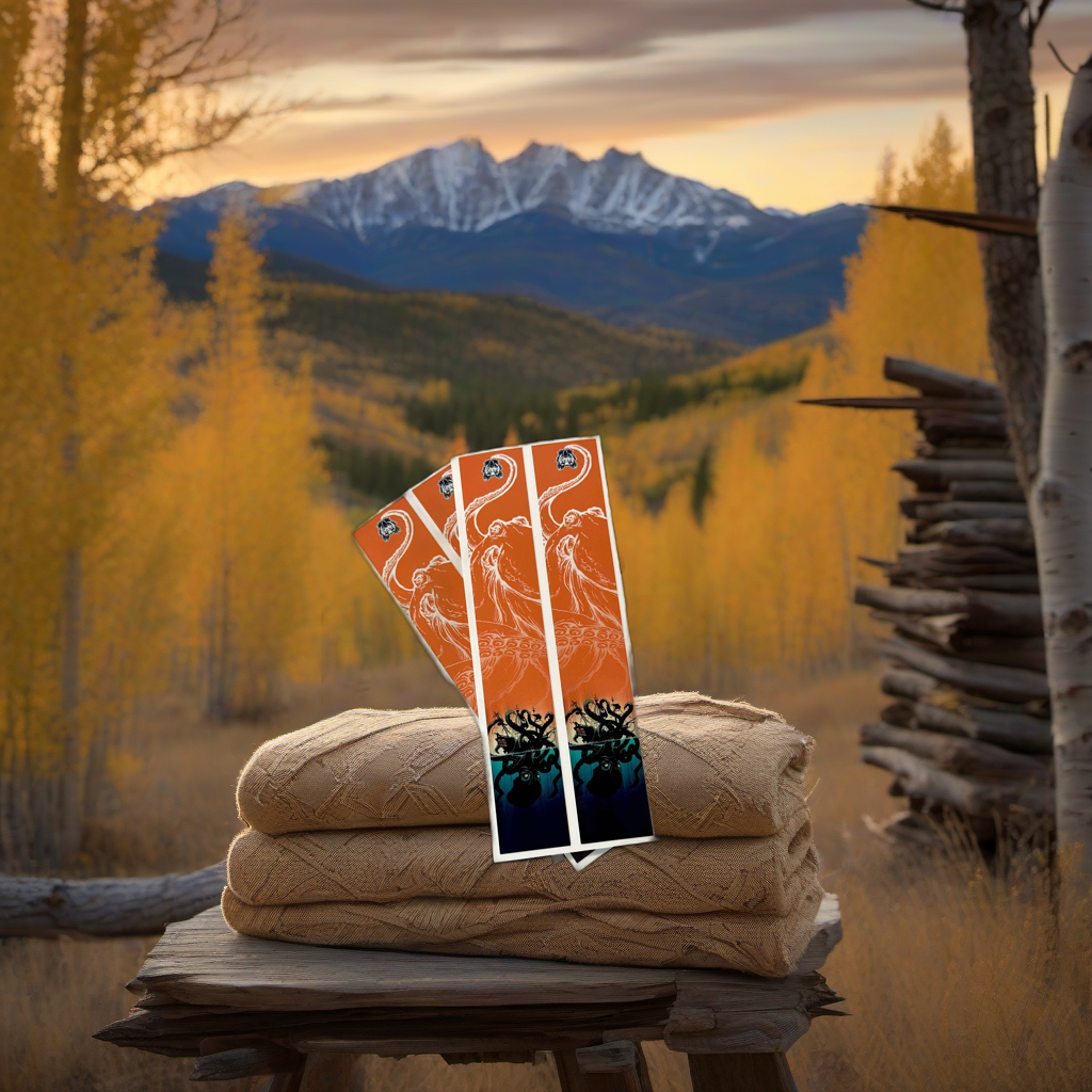 Drown Arrow Wraps on weathered wood, framed by golden aspens and mountain sunset. | titlex-scene-western-elk