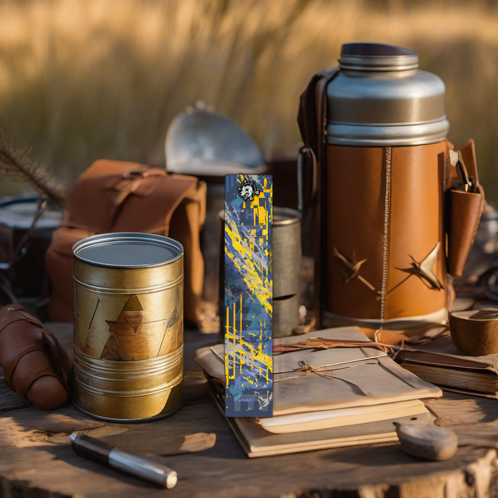 Comic Pop Arrow Wrap on rustic table at golden hour camp, perfect Father's Day gift. | titlex-scene-fathers-day
