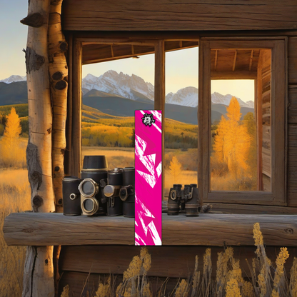 Comic Pop Arrow Wrap on weathered wood in a golden aspen-lit, high-country elk hunting scene. | titlex-scene-western-elk