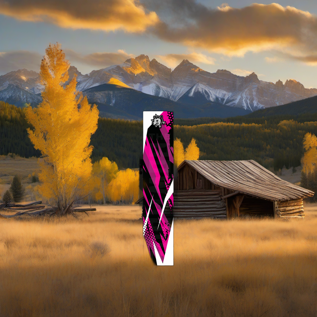 Comic Pop Arrow Wrap on weathered wood in a golden aspen high-country sunset scene. | titlex-scene-western-elk