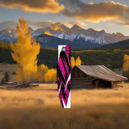 Comic Pop Arrow Wrap on weathered wood in a golden aspen high-country sunset scene. | titlex-scene-western-elk