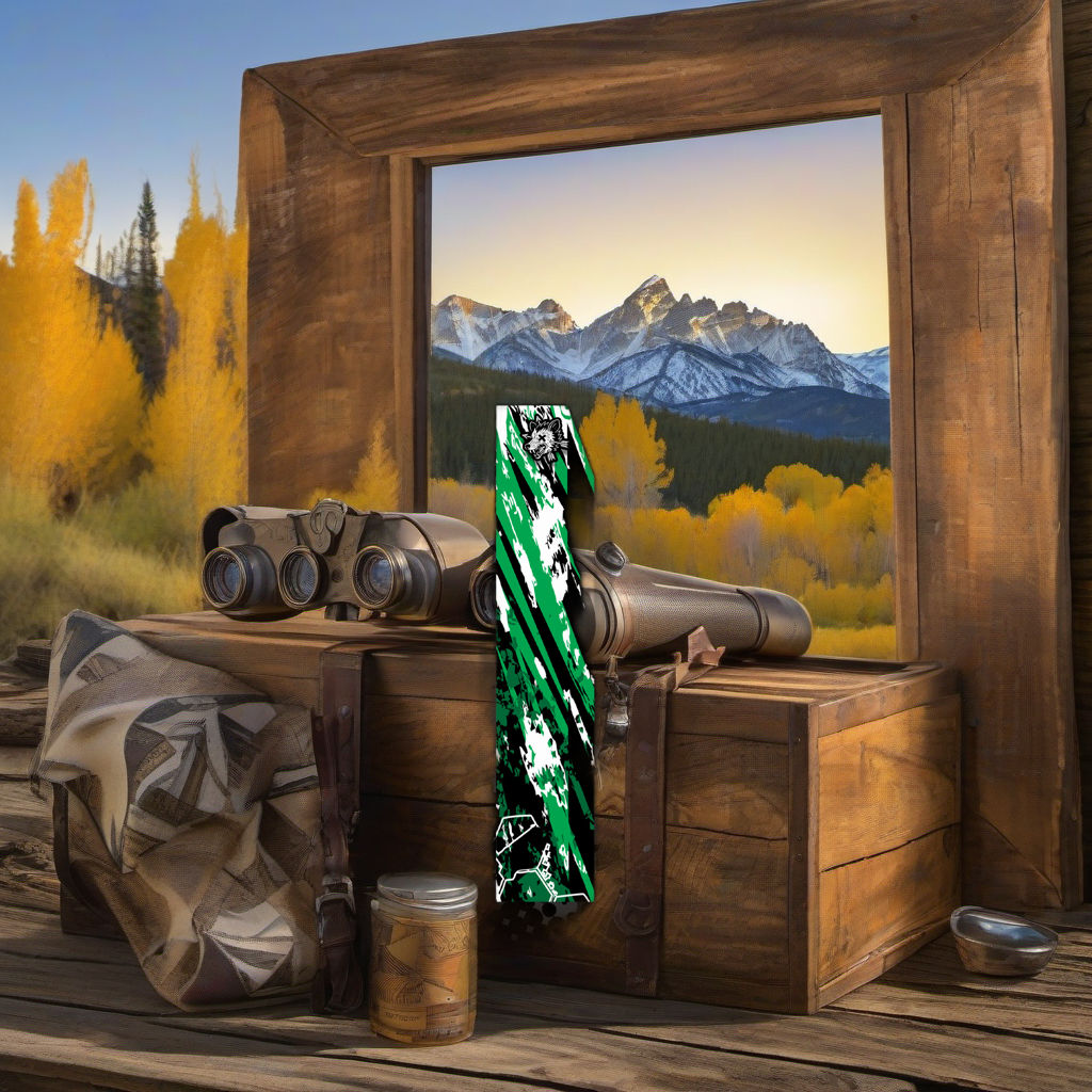 Comic Pop Arrow Wrap on weathered wood in a golden aspen sunset, evoking a high-country elk hunt feel. | titlex-scene-western-elk