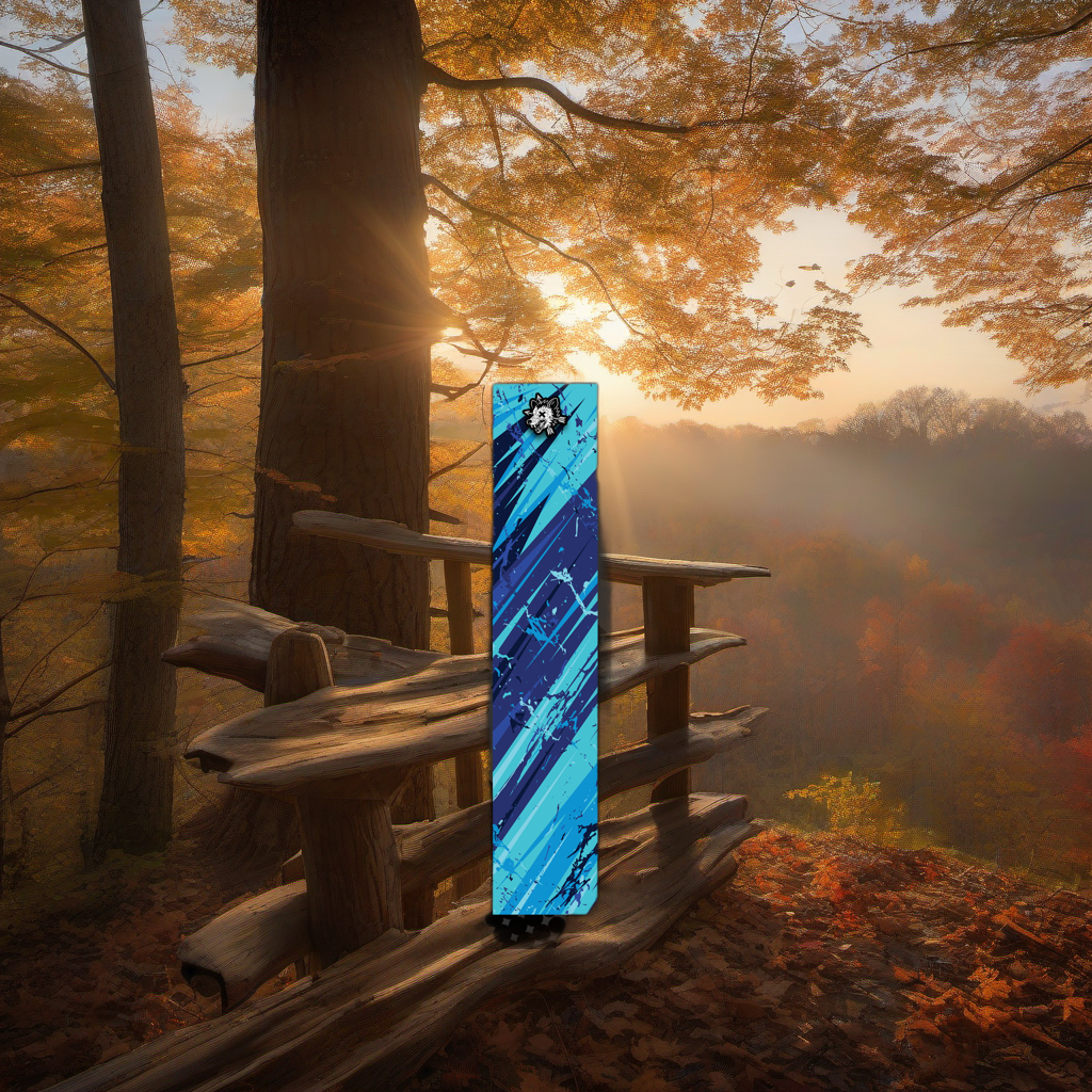 Comic Pop Arrow Wrap on worn treestand overlooking misty hardwood forest at dawn. | titlex-scene-whitetail-treestand