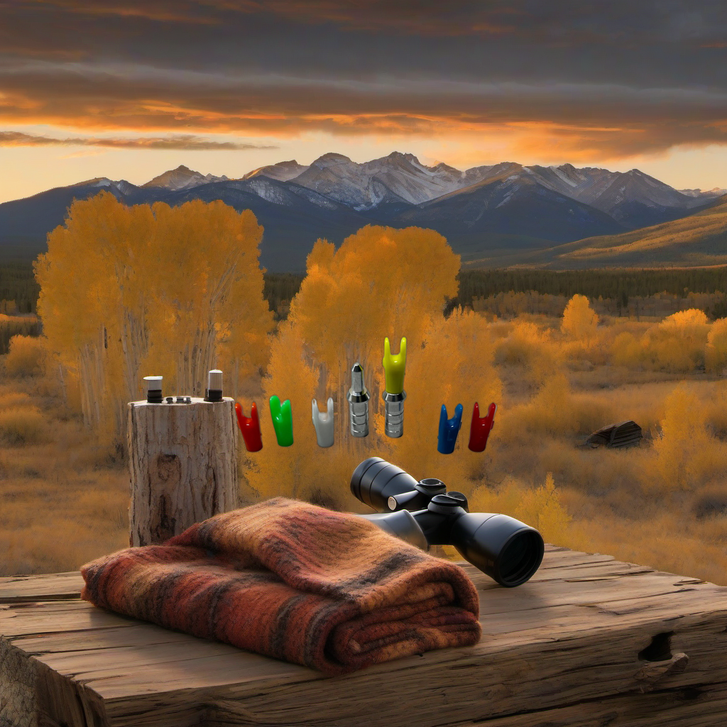 Pin bushings on weathered wood, set against a golden aspen backdrop at sunset. | titlex-scene-western-elk