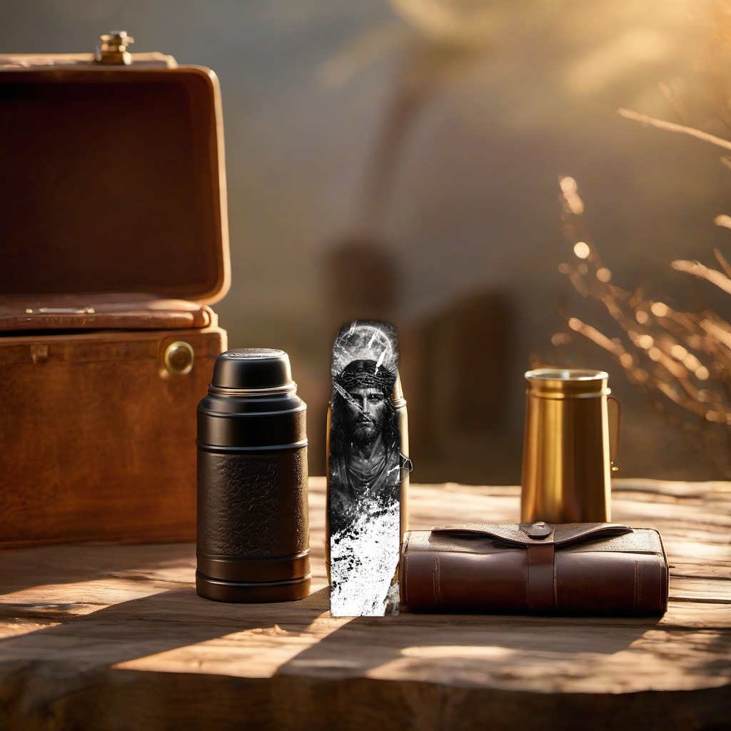 King cologne on rustic wood at golden hour, perfect Father's Day gift scene. | titlex-scene-fathers-day