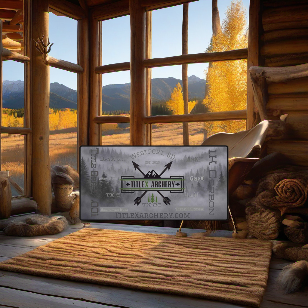 Arrow Wrap Mat #2 on weathered wood, set against golden aspens and mountain sunset. | titlex-scene-western-elk
