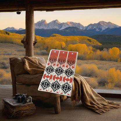 Western Pattern 1 Arrow Wraps on weathered wood, set against golden aspens and distant mountains at sunset. | titlex-scene-western-elk