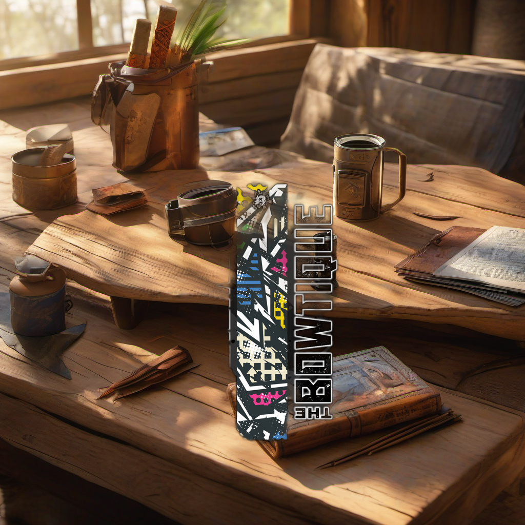 Comic Pop Arrow Wrap on rustic table at golden hour, perfect Father's Day gift setting. | titlex-scene-fathers-day